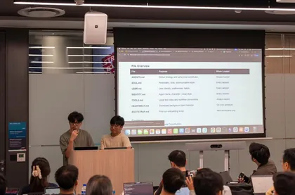 Two speakers present slides at the OpenClaw Meetup in Kuala Lumpur